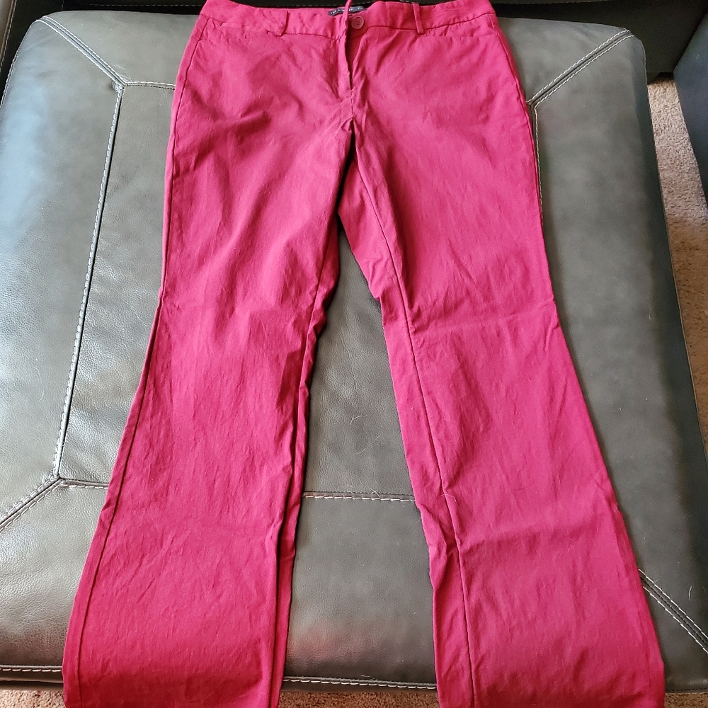 The Limited Exact Stretch burgundy pants.